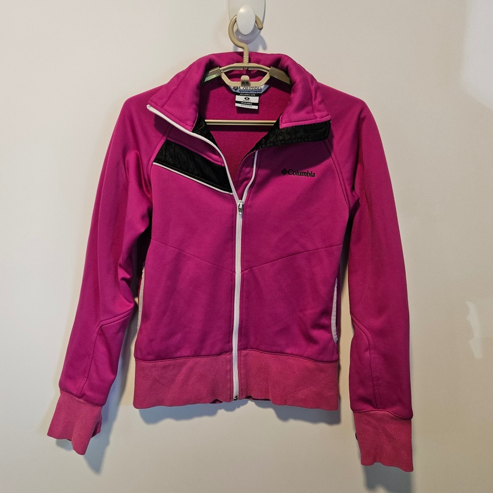 Vinteage Columbia Y2K Sweatshirt M Full Zip Fleece Ski Workout Jacket Fuschia